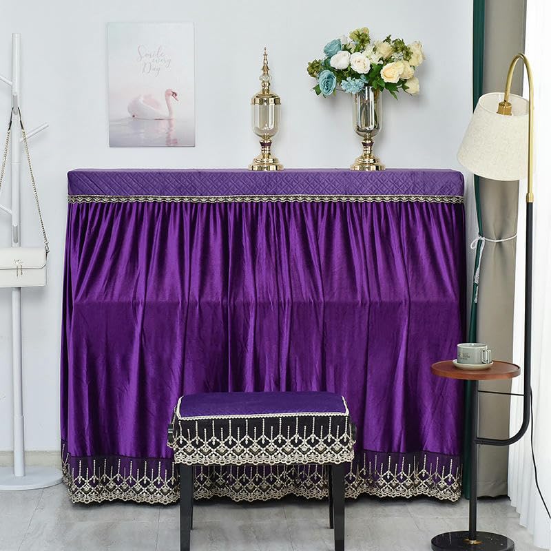 Copertura Pianoforte Verticale 150cm - Velluto Nero Con Oro, Anti Polvere - Foto 12