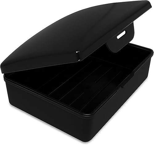 Caja de jabón - Negro - 1 Ct - Hecho en los Estados Unidos - Caja de jabón con tapa con bisagras y pestillo seguro