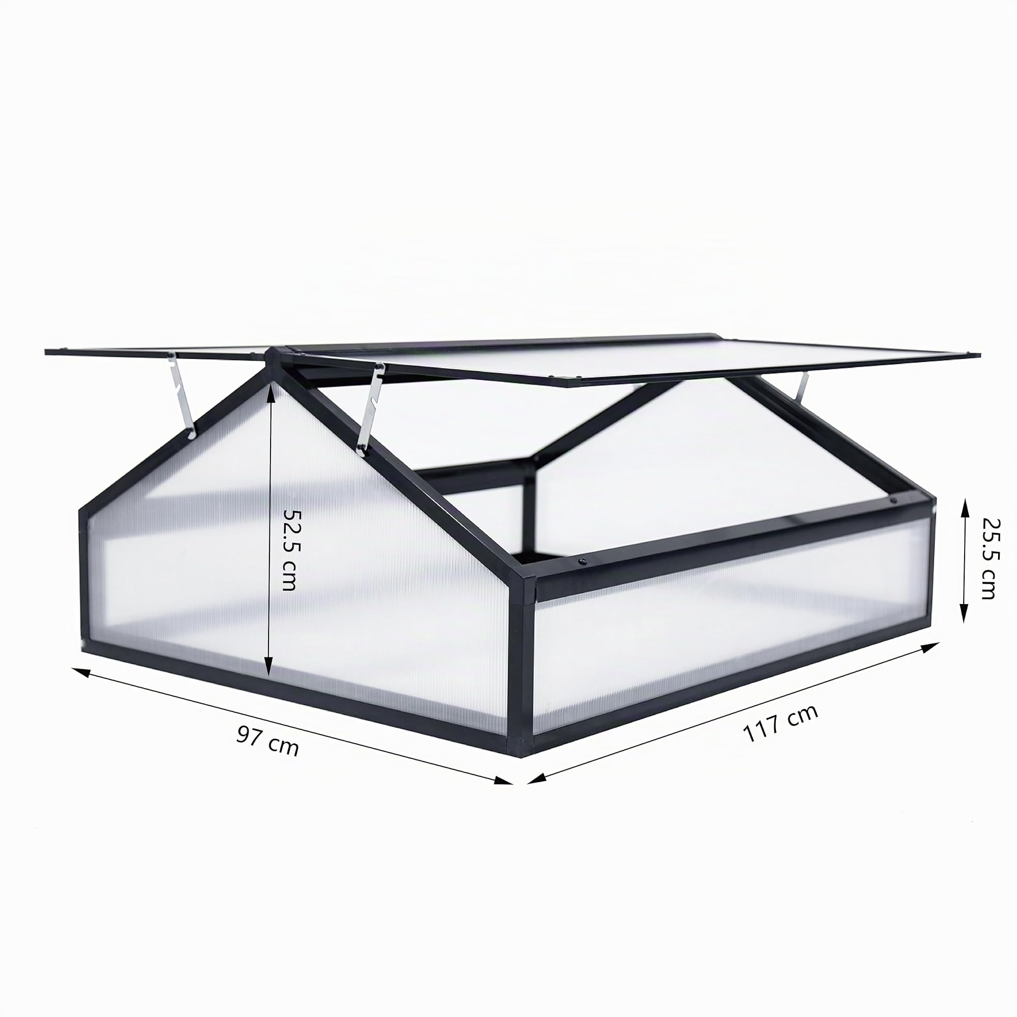 Mini serre en aluminium - Translucide - Pour tomates et plantes - 117 x 97 x 53 cm - Noir