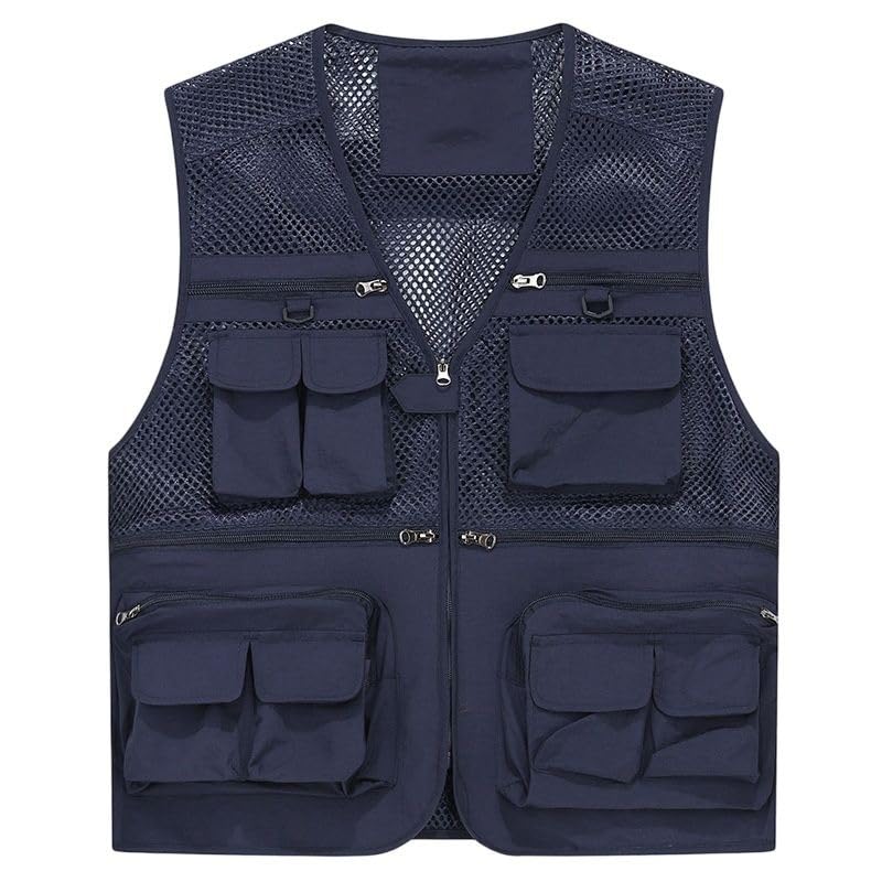 Gilet d'extérieur en nylon sans manches ample et multipoches homme