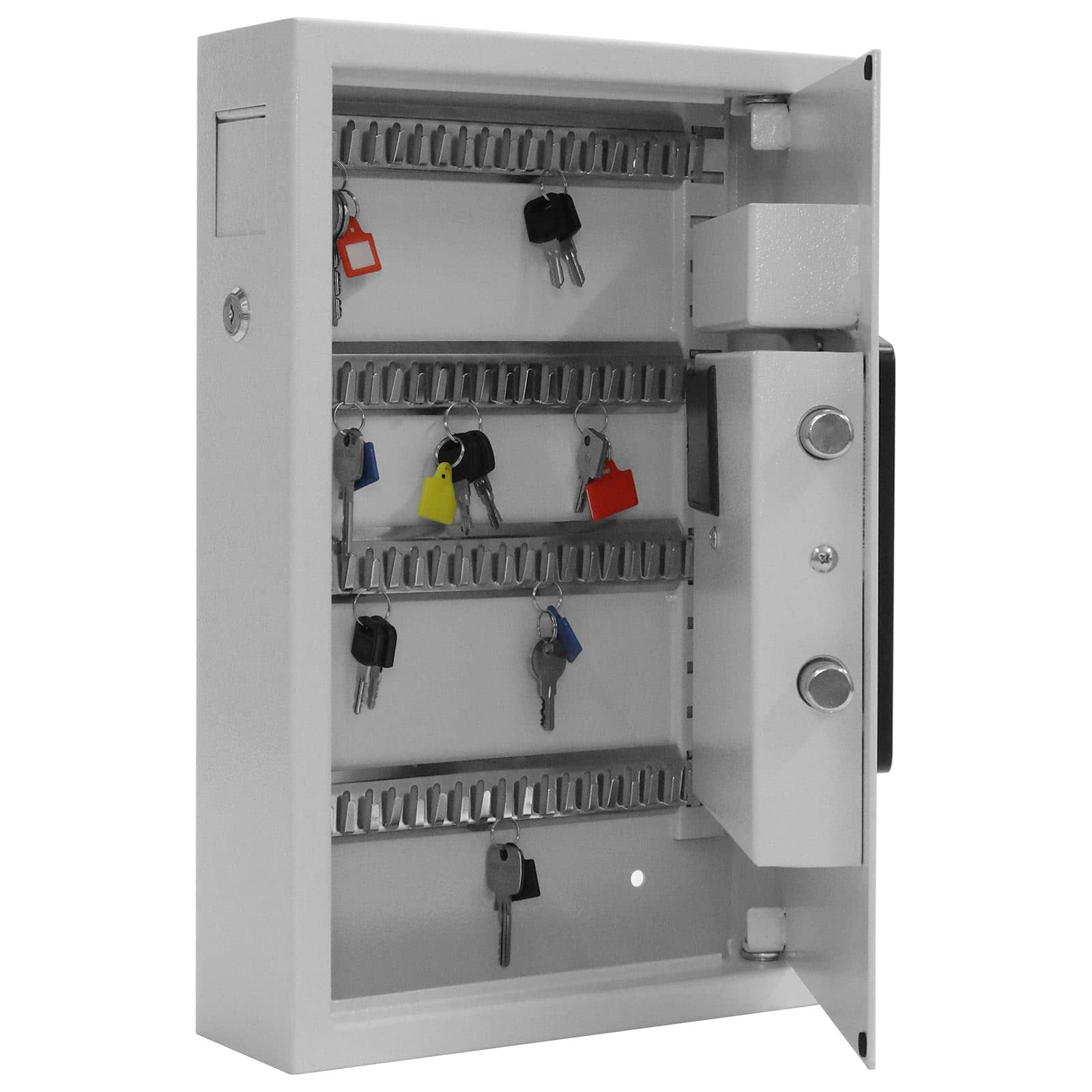 Rottner Keytronic 48 Schlüsseltresor Stahl Elektronikschloss Notöffnung möglich 48 Schlüsselanhänger gratis Hakenleiste verstellbar inkl. Befestigungsmaterial