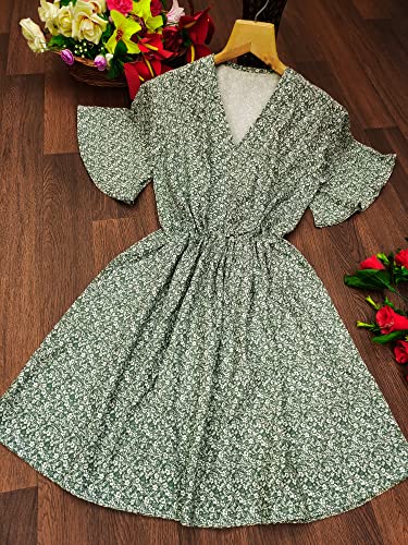 Image of Leriya Fashion Women's Rayon Full Sleeve A-Line Knee-Length Western Dresses for Women or Girls
