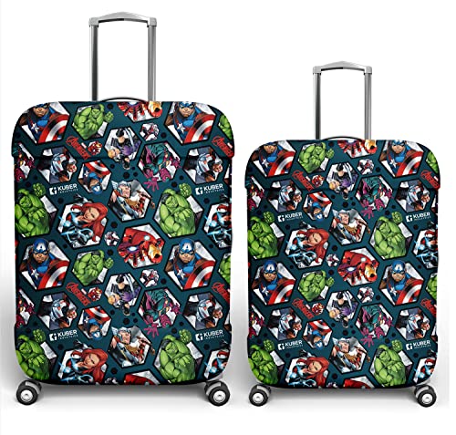 Image of Kuber Industries Marvel Avengers Luggage Cover | Polyester Travel Suitcase Cover | Washable | Stretchable Suitcase Cover | 18-22 Inch-Small | 22-26 Inch-Medium | Pack of 2 | Blue