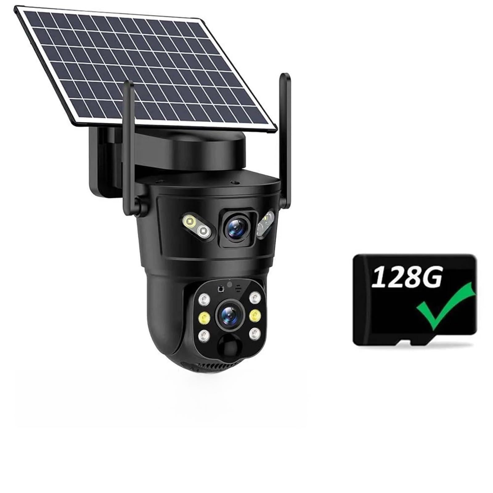 JVDDI 4G Camera Solar Dual Lens PIR Human Detection Night Vision Waterproof Security Video IP Camara 8MP 4K Battery CCTV Monitor(128GB Card)