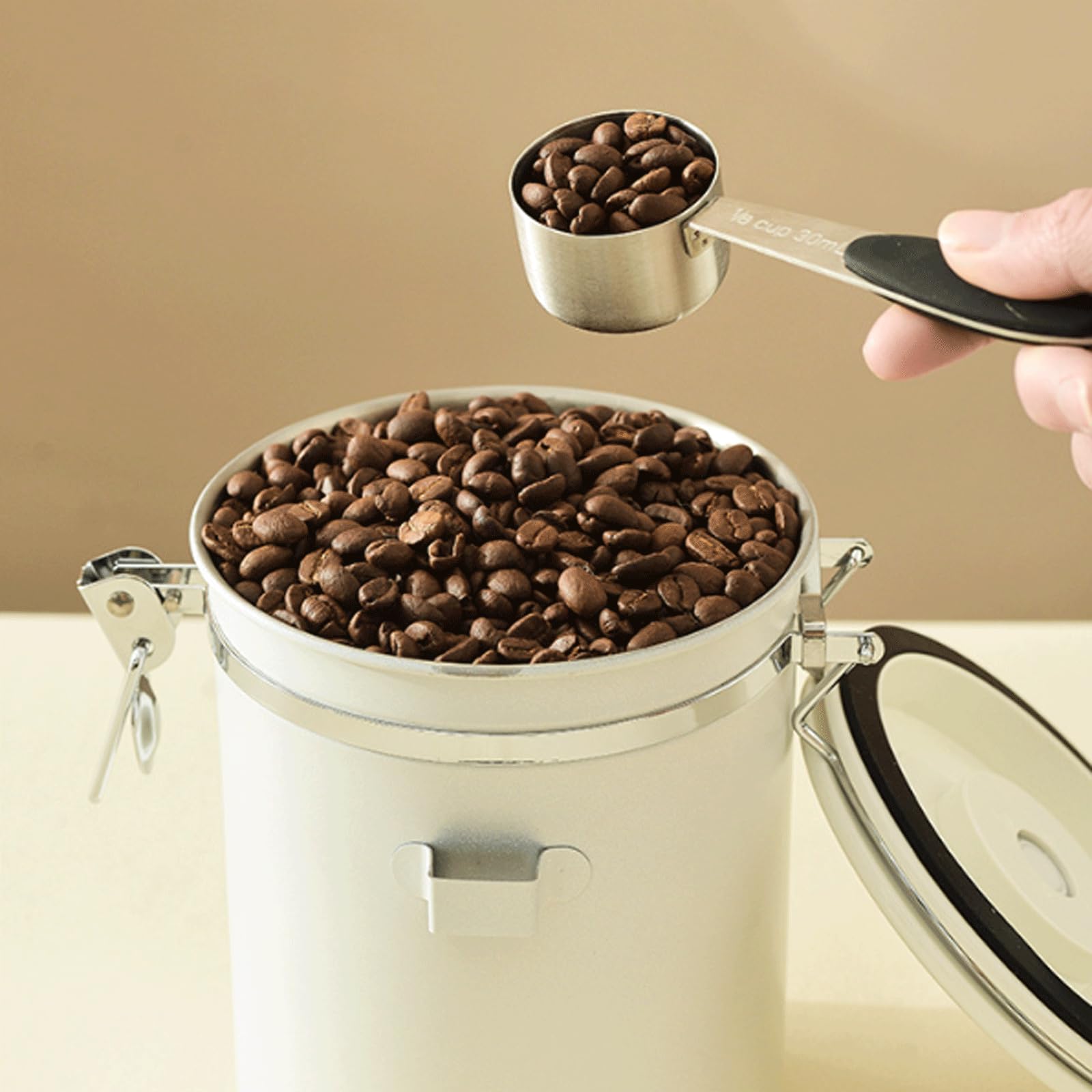 esmen 3 Stück weiß versiegelter Tank Edelstahl-Vakuumbehälter Teeglas Lebensmittelbehälter Kaffeebohnen luftdichte Dose Mehlbehälter