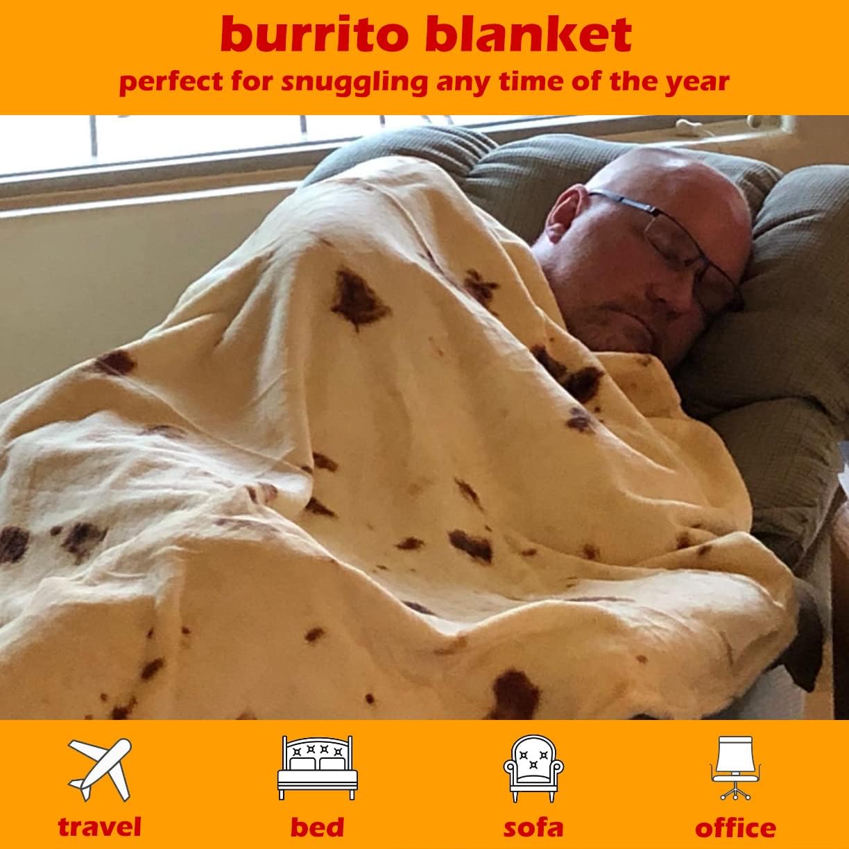 Tortilla Blanket Giant Flour Burrito to Blanket Kid Size 41 inch Double Sided Realistic Food Taco Flannel Soft Throw Blanket - Image 4