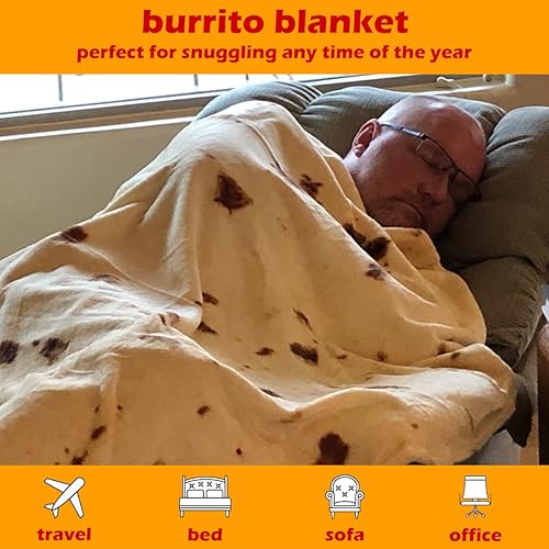 Miniatura 4 de Koinus Manta de tortilla gigante de harina burrito a manta tamaño adulto 80 pulgadas, manta de franela suave de doble cara realista de comida taco