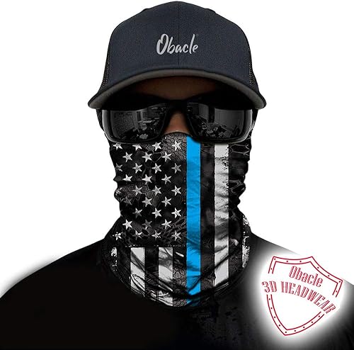 Miniatura 245 de Obacle - Tapabocas con cuello polar y de estilo de pañuelo contra el polvo y el sol para hombre y mujer Calavera Azul Ojo y Nariz