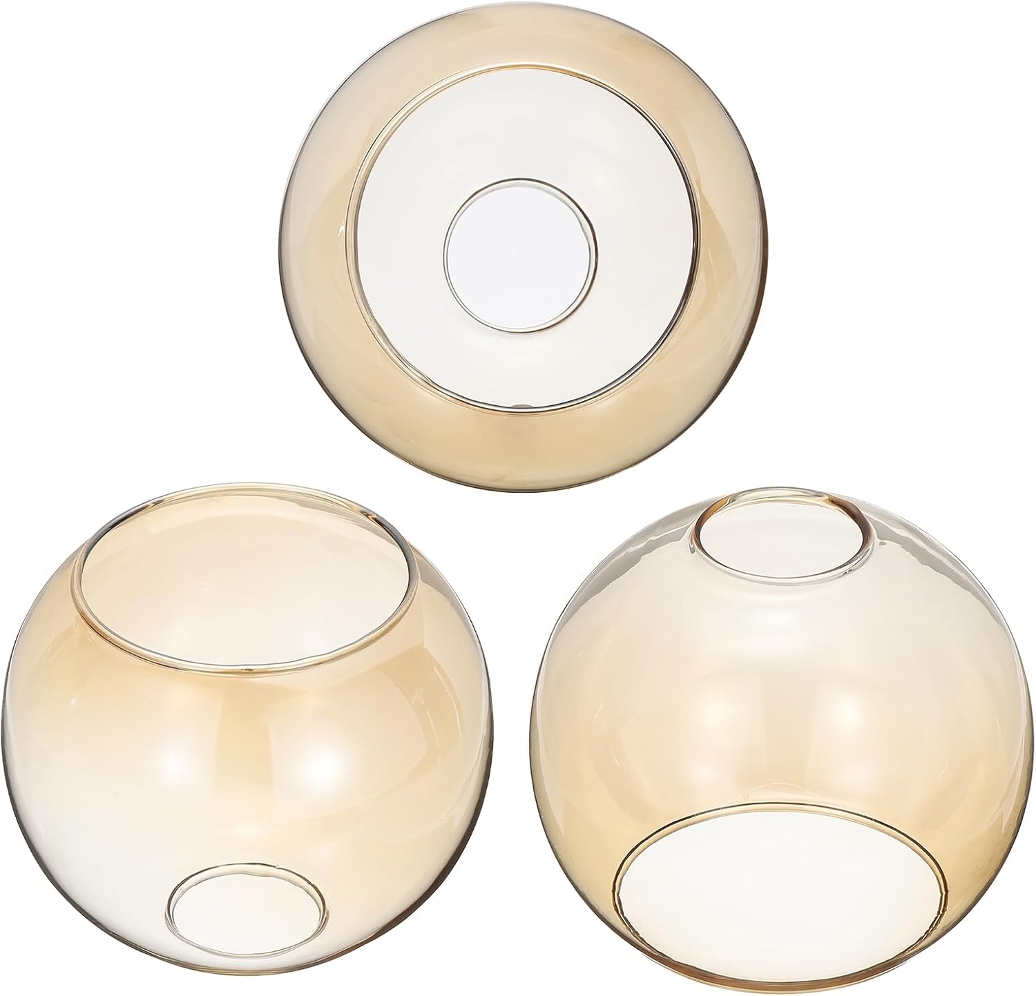 PATIKIL 6 Inch Amber Color Glass Globe Shades Replacement, 3pcs Handmade Glass Lamp Shade Lampshade Light Fixture with 1-5/8" Fitter for Chandelier Pendant Light Wall Sconces