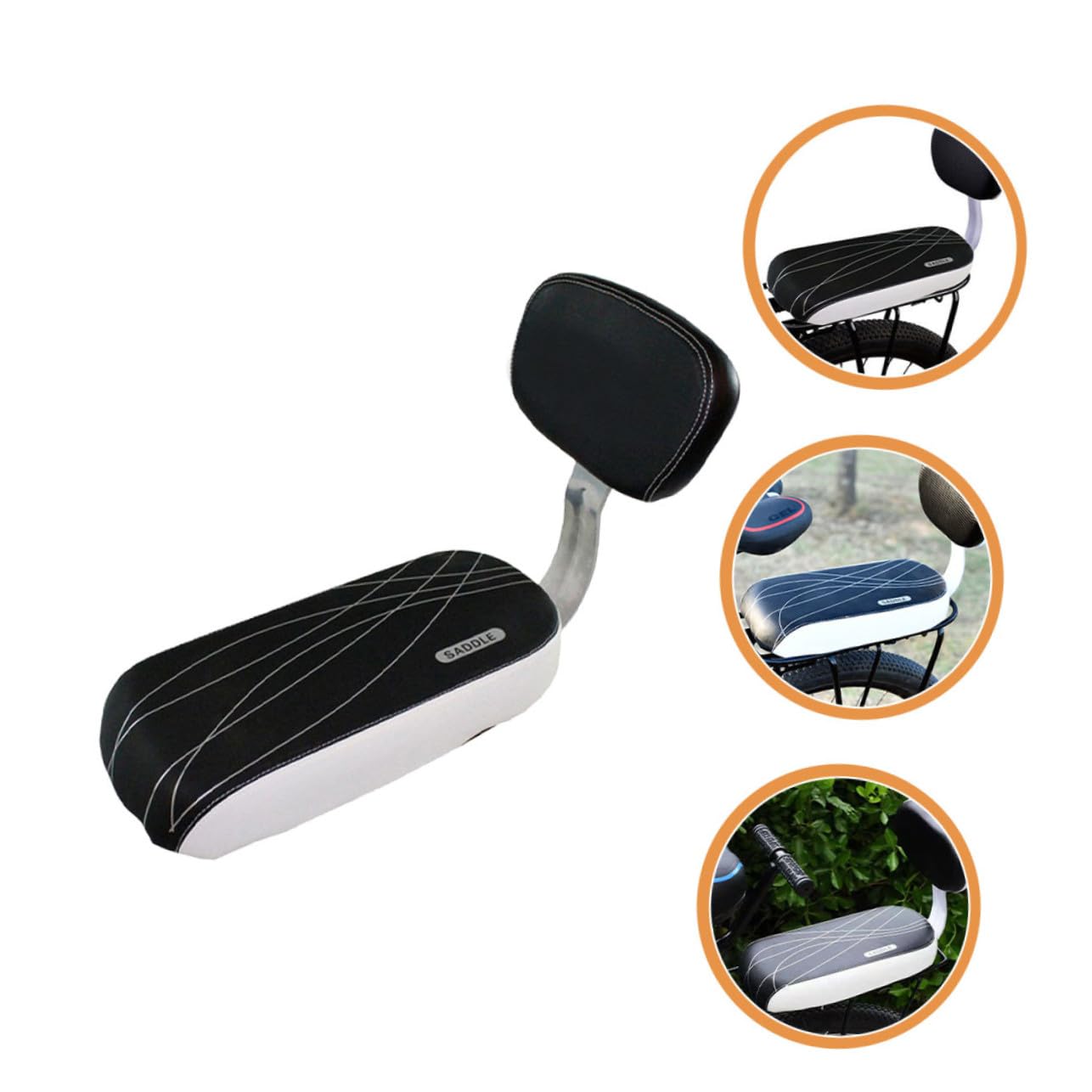 Abaodam Seggiolino Posteriore per Bicicletta Resistente all’Usura Pedali e Schienale, Sedile Staccabile e Comodo per Bambini, Compatibile Portabici Standard per Uso Outdoor e Mountain Bike
