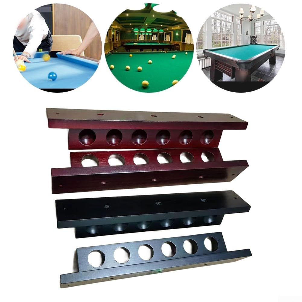 QOXEZY Soporte de madera para tacos de billar de billar montado en la pared con diseño compacto, perfecto para salas de juegos en casa, bares (rojo vino) — view 8