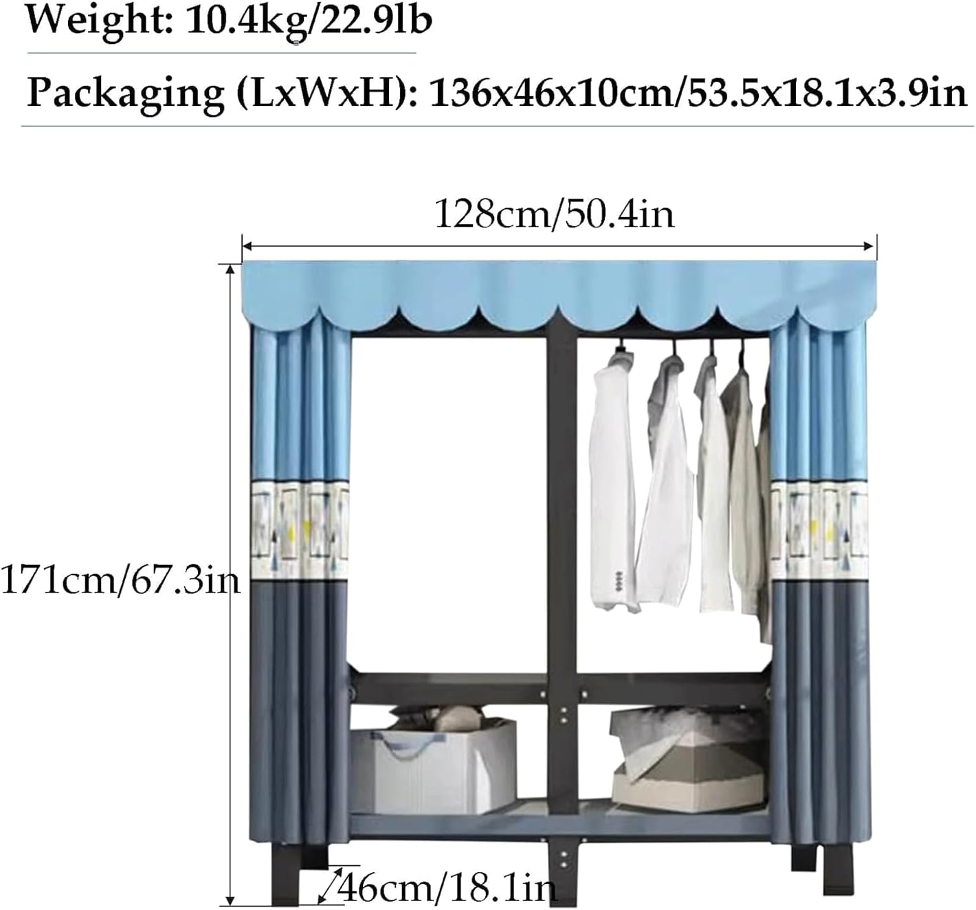 Large Closets Portable Wardrobe Closet Steel Frame Clothes Closet for Hanging Clothes Closet with Fabric Cover Saves Space Large Closet Space-Saving