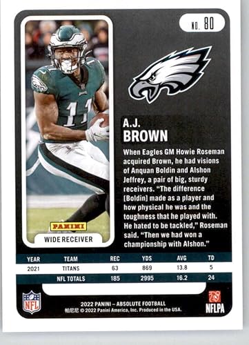 Miniatura 2 de 2022 Panini Absolute 80 AJ Brown Philadelphia Eagles Football NM-MT