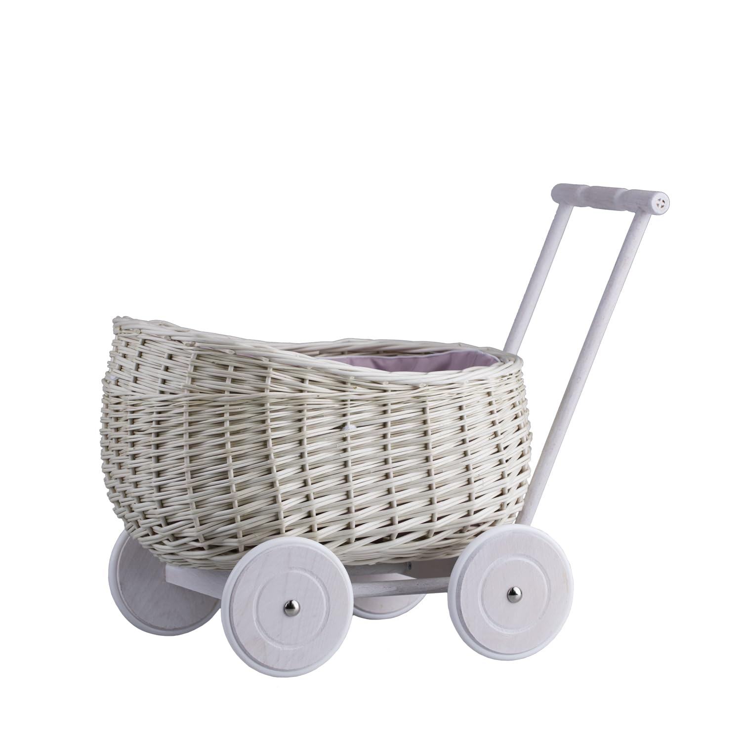 Carrello in vimini, ideale come regalo per ragazzi e ragazze, giocattolo in vimini (crema)