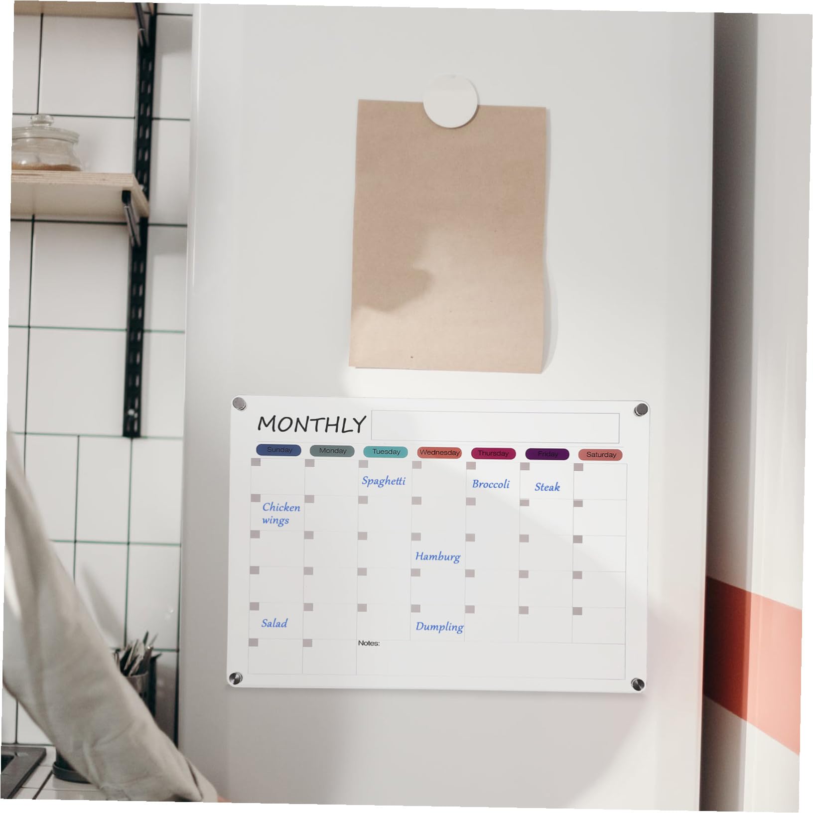 Lavagna Mensile Acrilica Magnetica Trasparente Board Cancellabile Secco Pianificatore Calendario per Cucina Ufficio e Scuola Superficie Liscia per Scrittura Facile e Riutilizzabile