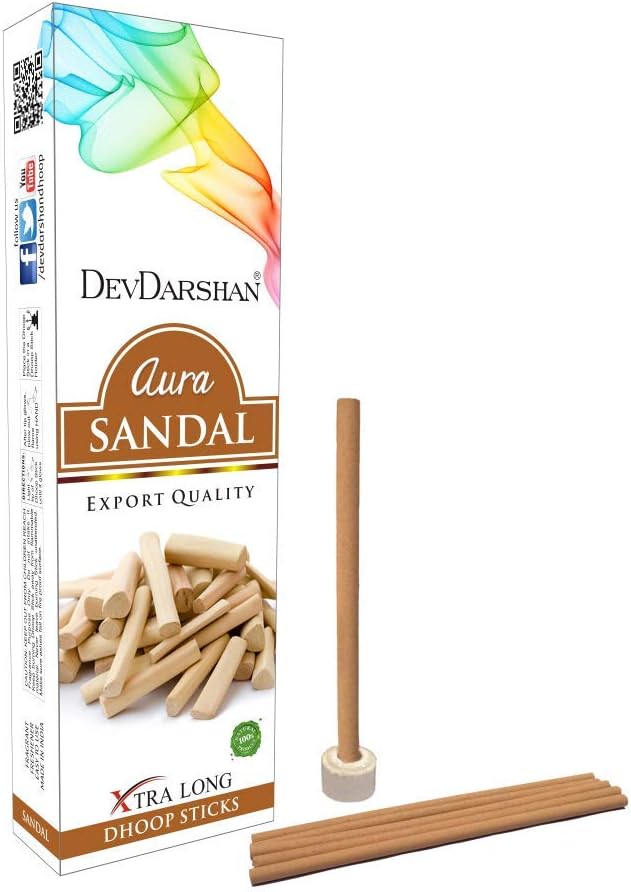 Devdarshan Aura Sandal Dry Dhoop Stick 10 Sticks (Pack of 12 Units)