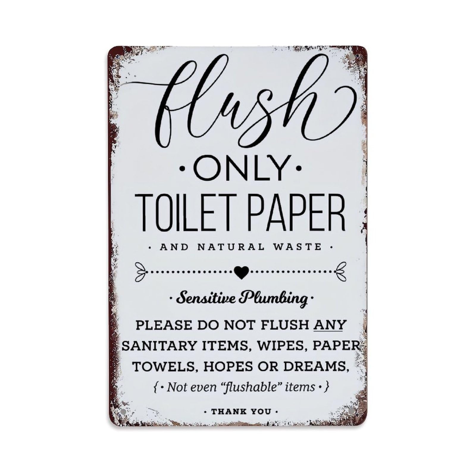 Jdfenggu Vintage Flush Only Toilet Paper Sign Retro Metal Tin Sign, Metal Poster For Bar, Home, Man Cave, Kitchen, Laundry Room Art Decor 8X12 Inch