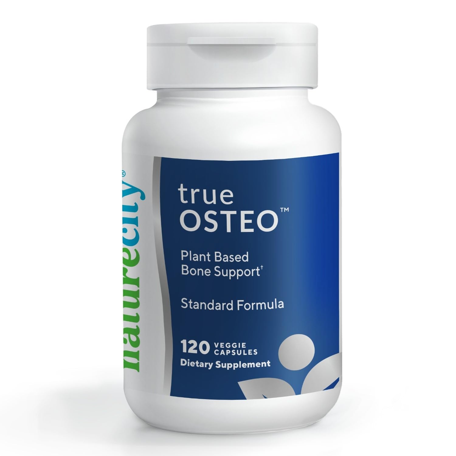 NatureCityTrue-Osteo Plant-Based Supplement for Bone Strength | AlgaeCal Calcium & Magnesium, Plant-Based Vitamin D3, Vitamin K2, Silicon| Gentle on Stomach (120 Veggie Capsules)