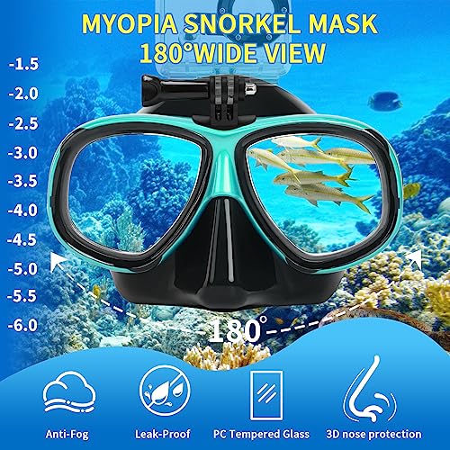 Equipo de snorkel para miopes iGym para adultos, máscara de buceo profesional con snorkel de silicona, antiniebla y montura para cámara desmontable miniatura 2