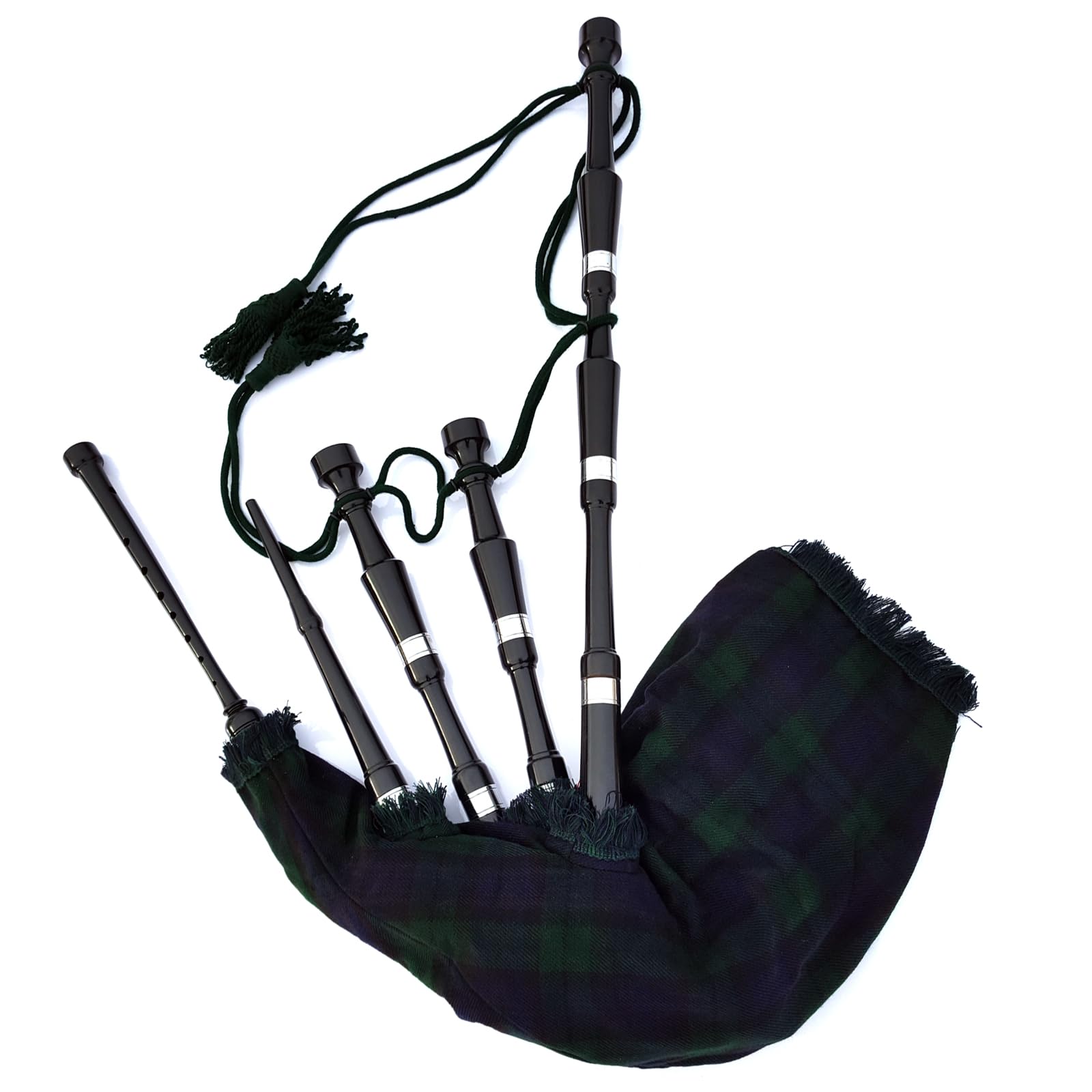 Scottish Highland Bagpipe - Half Silver Mounts Black Rosewood Plain Half Silver Mounts With FREE CASE