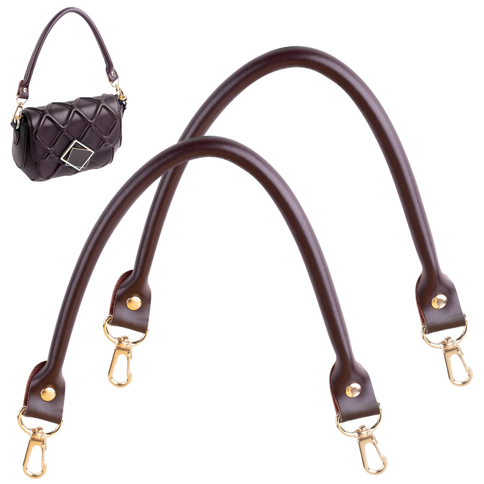 ANNASAMDO 2 Stück Taschengurt 40cm Braun, PU Leder Taschengriff mit Karabiner, Ersatzgriff Handtasche Schulterriemen für Damen Handtaschen Umhängetasche