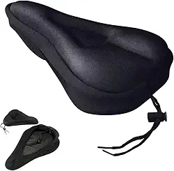 Capa de Selim em Gel Anatômica para Bicicleta, Preta, Material em Gel e Poliéster, Ajustável, para Ciclismo, Spinning,BMX,Mountain Bike e Ergométrica