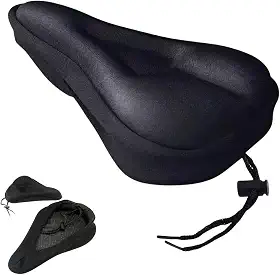 Capa de Selim em Gel Anatômica para Bicicleta, Preta, Material em Gel e Poliéster, Ajustável, para Ciclismo, Spinning,BMX,Mountain Bike e Ergométrica