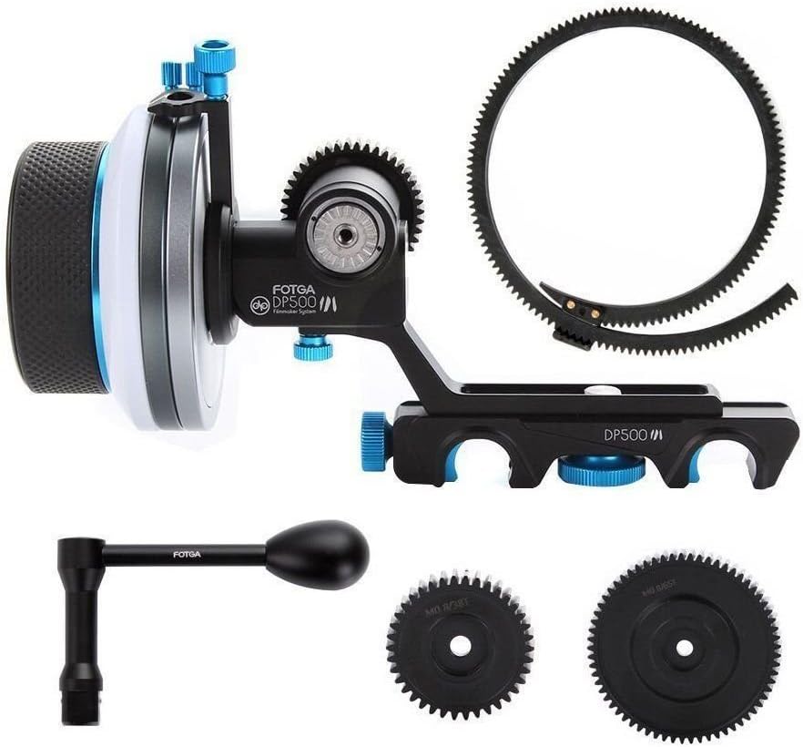 FocusFoto FOTGA DP500 Mark III Quick Release Clamp A/B Hard Stops Dampen Follow Focus + Gears + Speed Crank Handle Kit for 15mm Rail Rod DSLR Rig System 5D2 5DIII 5D IV A7 A7S A7R II A9 GH4 GH5 BMPCC