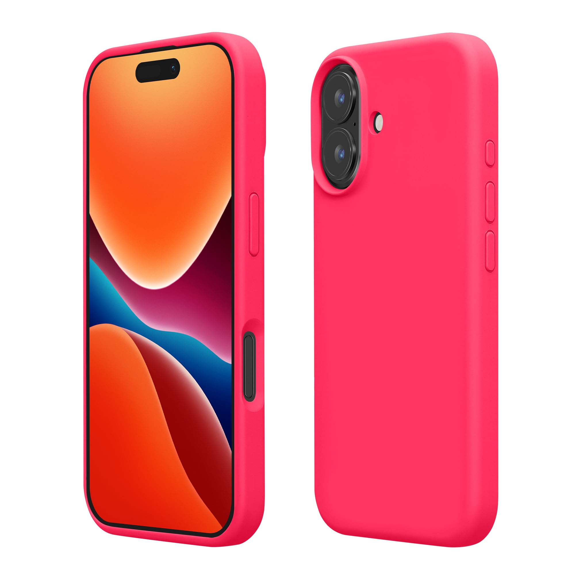 kwmobile Case Compatible with Apple iPhone 16 Plus Case - TPU Silicone Phone Cover with Soft Finish - Neon Pink