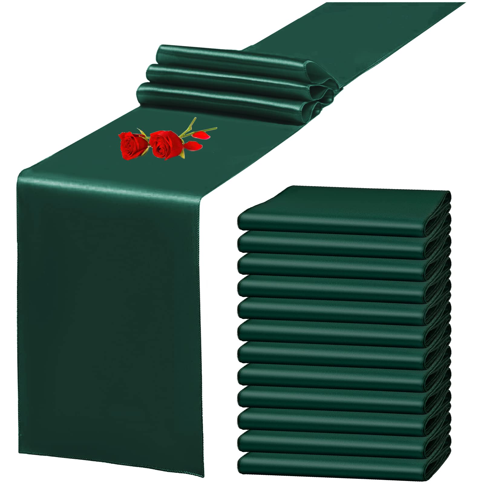 10 Runner Da Tavolo In Raso 12x108 Pollici Per Matrimoni E Feste – Lavanda E Verde Smeraldo - 3