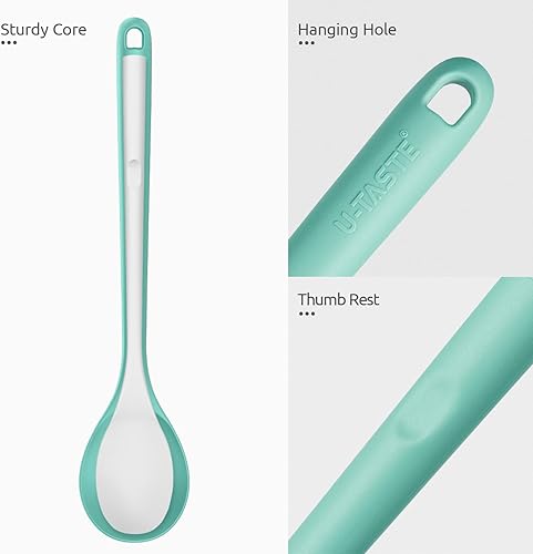 Miniatura 6 de Cucharas de silicona resistentes al calor de 600F U-Taste Herramienta de cocina sólida y ranurada de 13.3 pulgadas, utensilio de goma largo