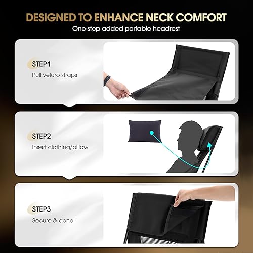 Miniatura 6 de MOON LENCE Silla de campamento de gran tamaño para adultos, silla de campamento plegable de respaldo alto ajustable con capacidad de 400 libras,