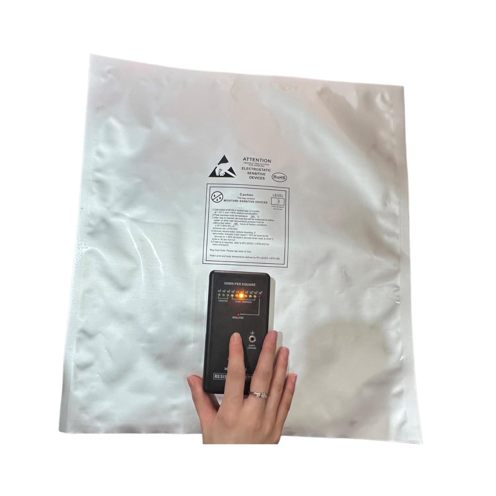 Confezione da 100 sacchetti ESD in alluminio, schermati antistatici per IC e semiconduttori (100 x 150 x 0,1 mm)