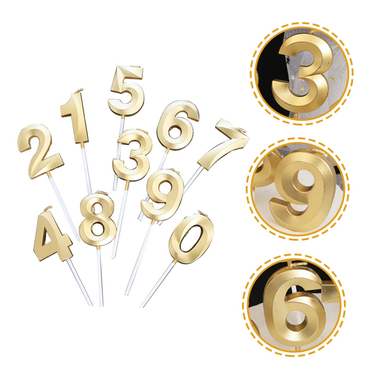 Amosfun 3 Juegos De Velas con Números para Cumpleaños Decoraciones De Cumpleaños para Decoración De Fiestas Velas De Parafina Decoraciones De Aniversario Un Posavasos Soporte para