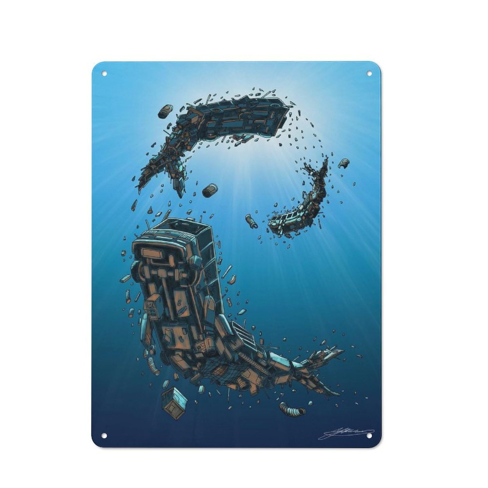 Creative Whale Bus Office Metal Sign 40x30cm, Office Wall Decor for Hobby Room, Office, Lounge Or Living Room