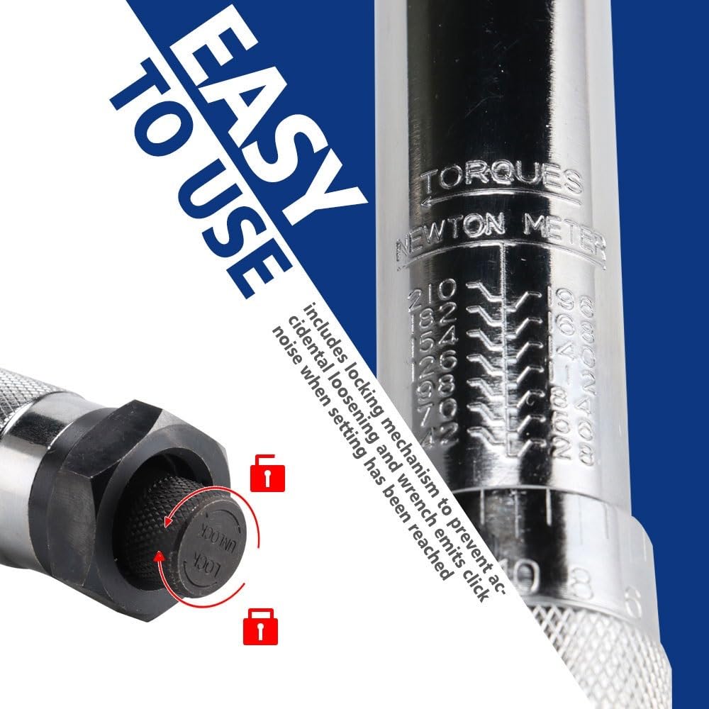 Telescopic Ratchet Wstępnie ustawiony klucz dynamometryczny Napęd 1/2 cala 28-210N.m Narzędzie ręczne do naprawy motocykli samochodowych mały klucz dynamometryczny