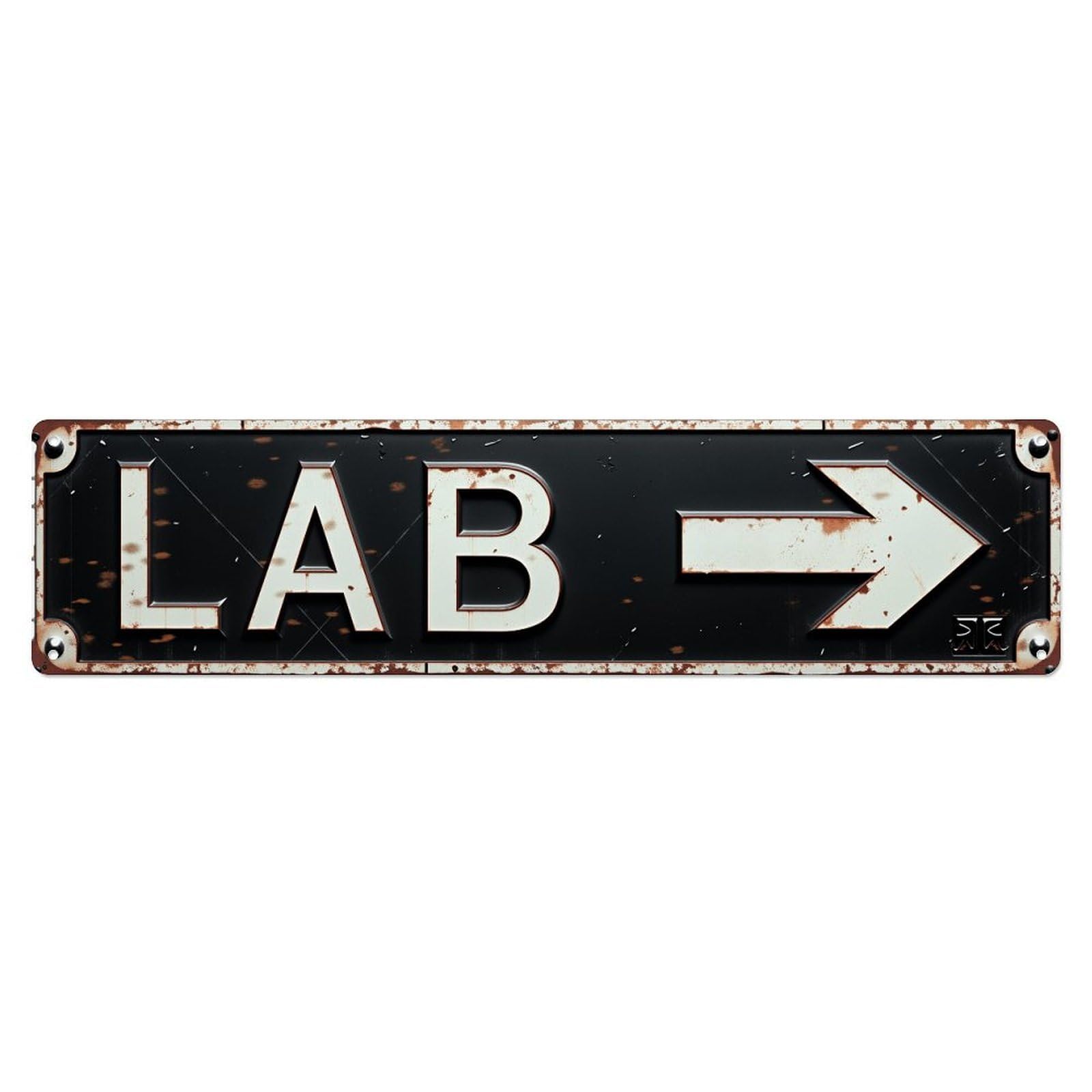 Lab Sign With Arrow Direction Vintage Tin Sign Retro Metal Wall Decor Metal Poster, Home Bar Garage Farmhouse Cafe Wall Art Decoration 4x16Inch