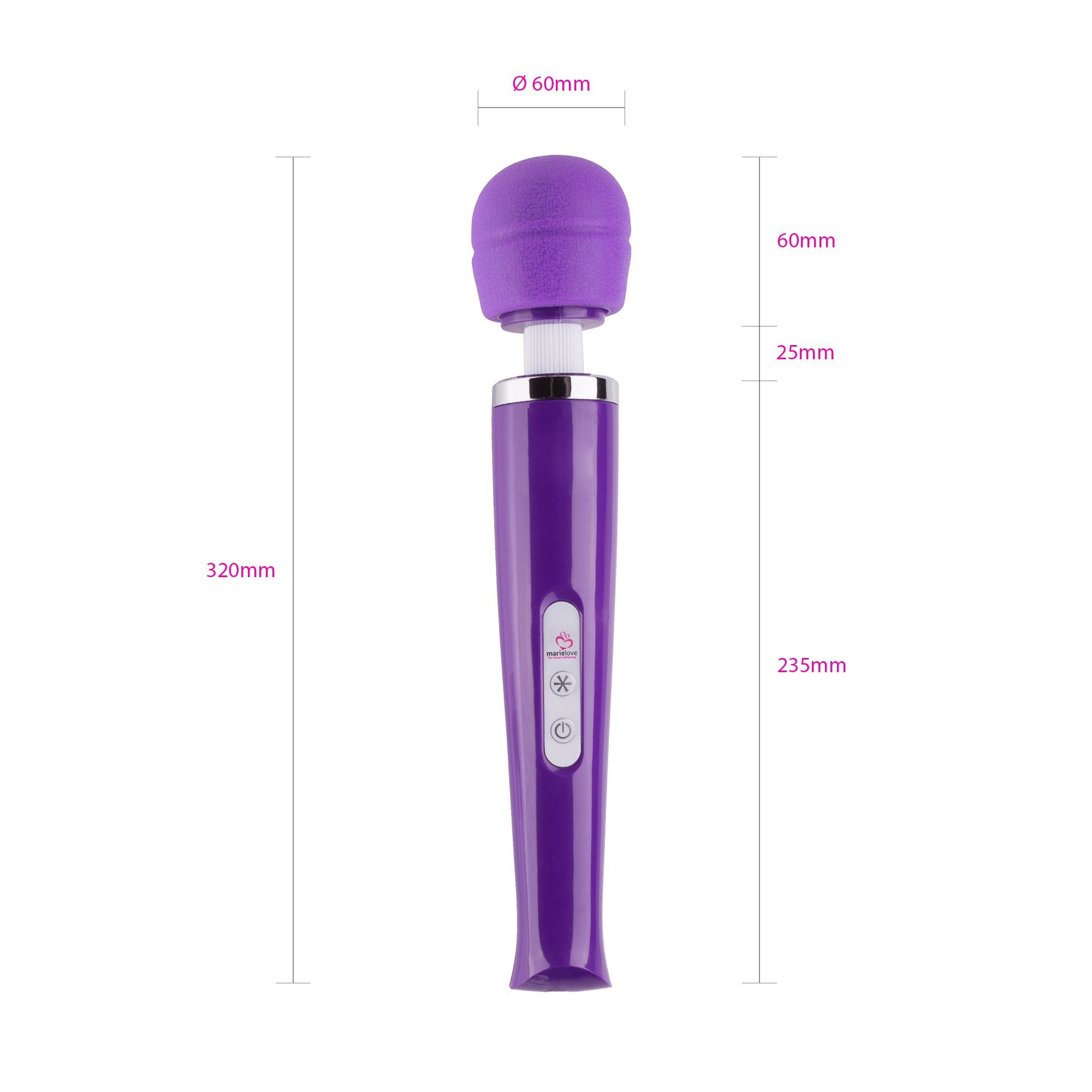 MarieLove - Vibratore Magic Wand 2.0 – funzionamento a batteria | colore + testina a scelta, 20 livelli di vibrazione