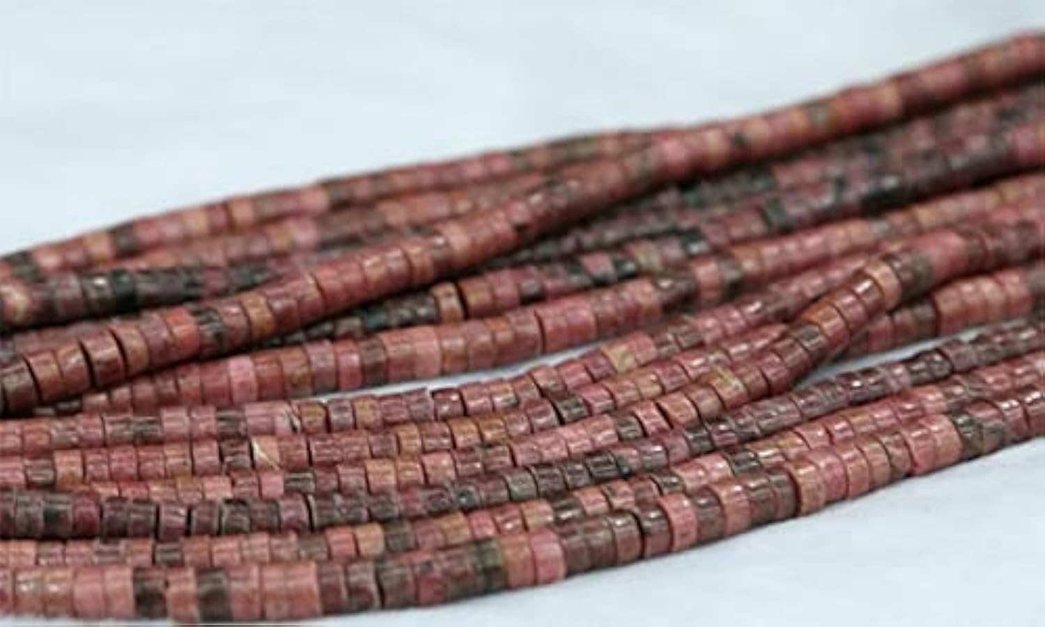 Perles tube rhodonite rose naturelle 2x4mm pour créer vos bijoux bohèmes fait main