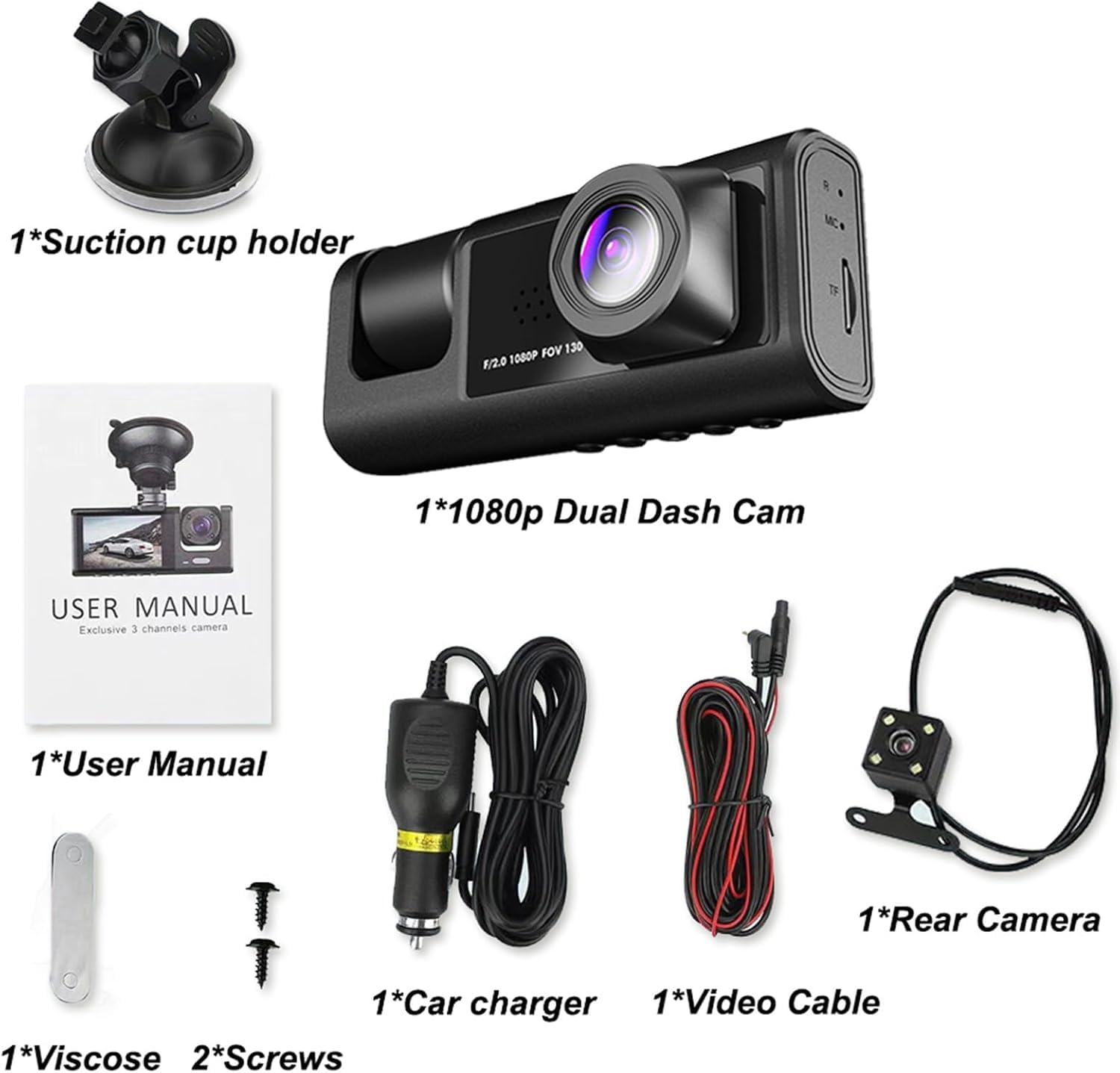 Daytona A98 BalckBox DVR WiFi Full HD 1080P 3 Kameralı Araç İçi Güvenlik Kamerası + Park Modu Kablosu Ön-Arka-İç Kayıt, DashCam