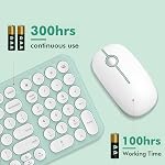 Clavier sans fil et Mouse Combo,XTREMTEC 2.4GHz Compact Taille Vert Slim Clavier mignon Retro Round Keycap Clavalier sans fil sans fil Accueil Accessoires de bureau Pour Mac/Windows(Macaron Green)