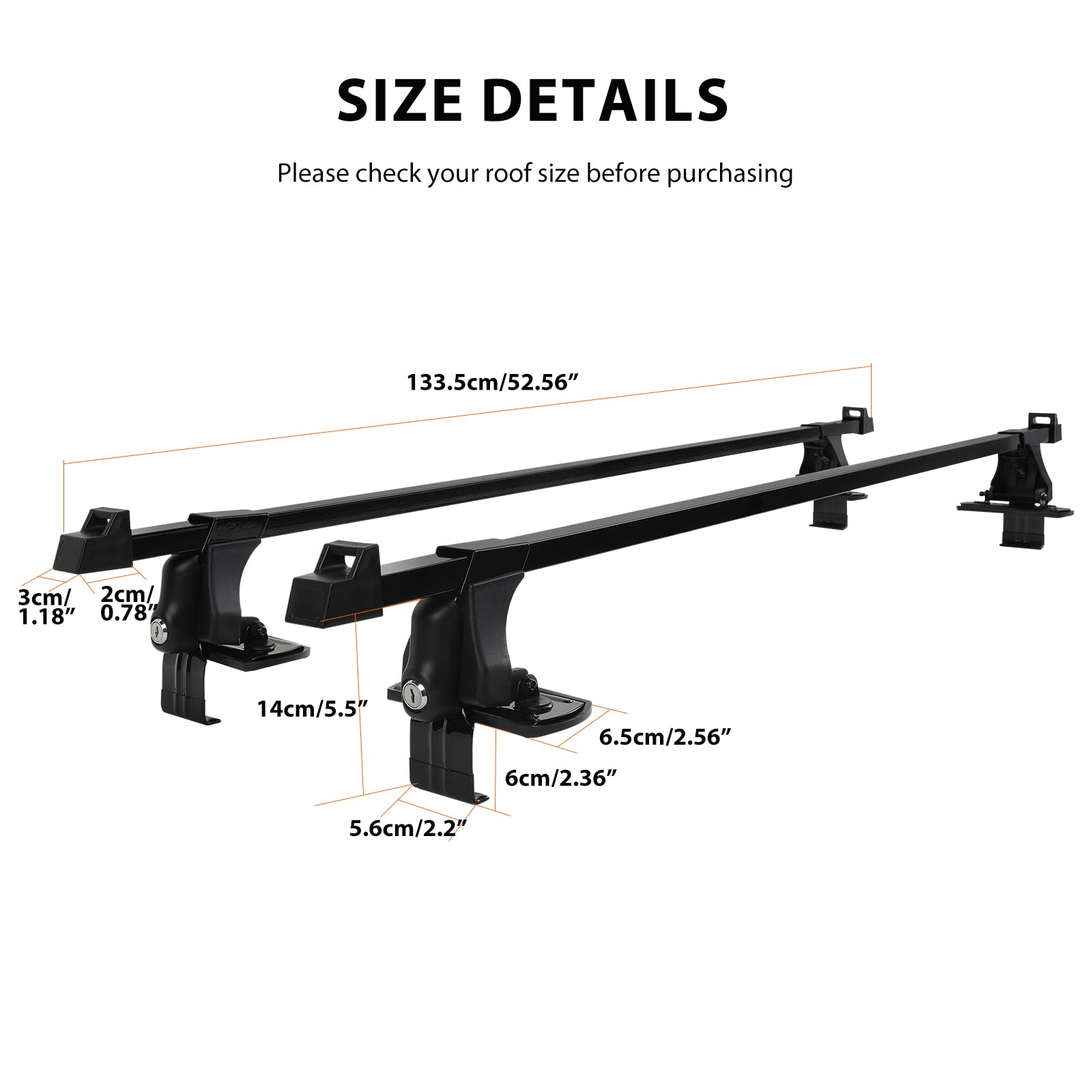 54" Universal Roof Rack Cross Bars,Car Top Roof Rack Cargo Bars with Anti-Theft Lock Adjustable,Luggage Cargo Carrier,165 lbs Load Capacity,Without Side Rail for SUVs,Vans,Sedans