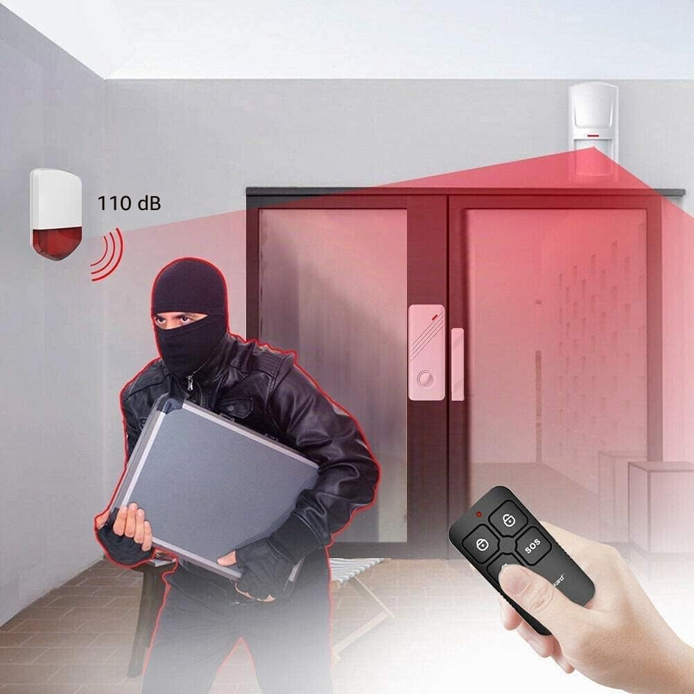 Wolf Guard LB-01A Système d'alarme de sécurité 110dB indépendant | Pour garage / chantier / porche, Avec télécommande, Détecteur de mouvement, Base indépendante