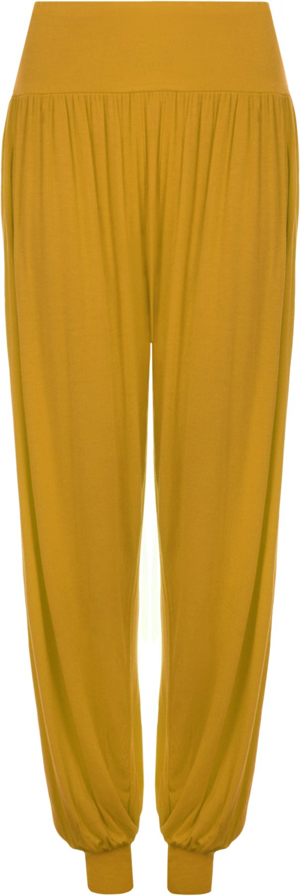 WearAll Plus Size Womens Plain Full Long Elastic Ladies Harem Trousers Pants - Mustard - 20-22