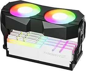 Ventoinhas de Resfriamento para Memória Ram X5, Cooler para Ram com Efeito de Luz Argb de 5V/3 Pinos com Duas Ventoinhas Pwm de 60 Mm, Abs Antiestático, Instalação Fácil Em Gabinetes de Pc