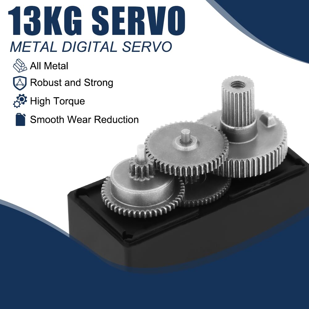 HOTUT 4 Pcs Digital Servo Motor Kit, Metal Gear High Speed Torque Digital Servo Motor, Steering ServoMotor - Image 4