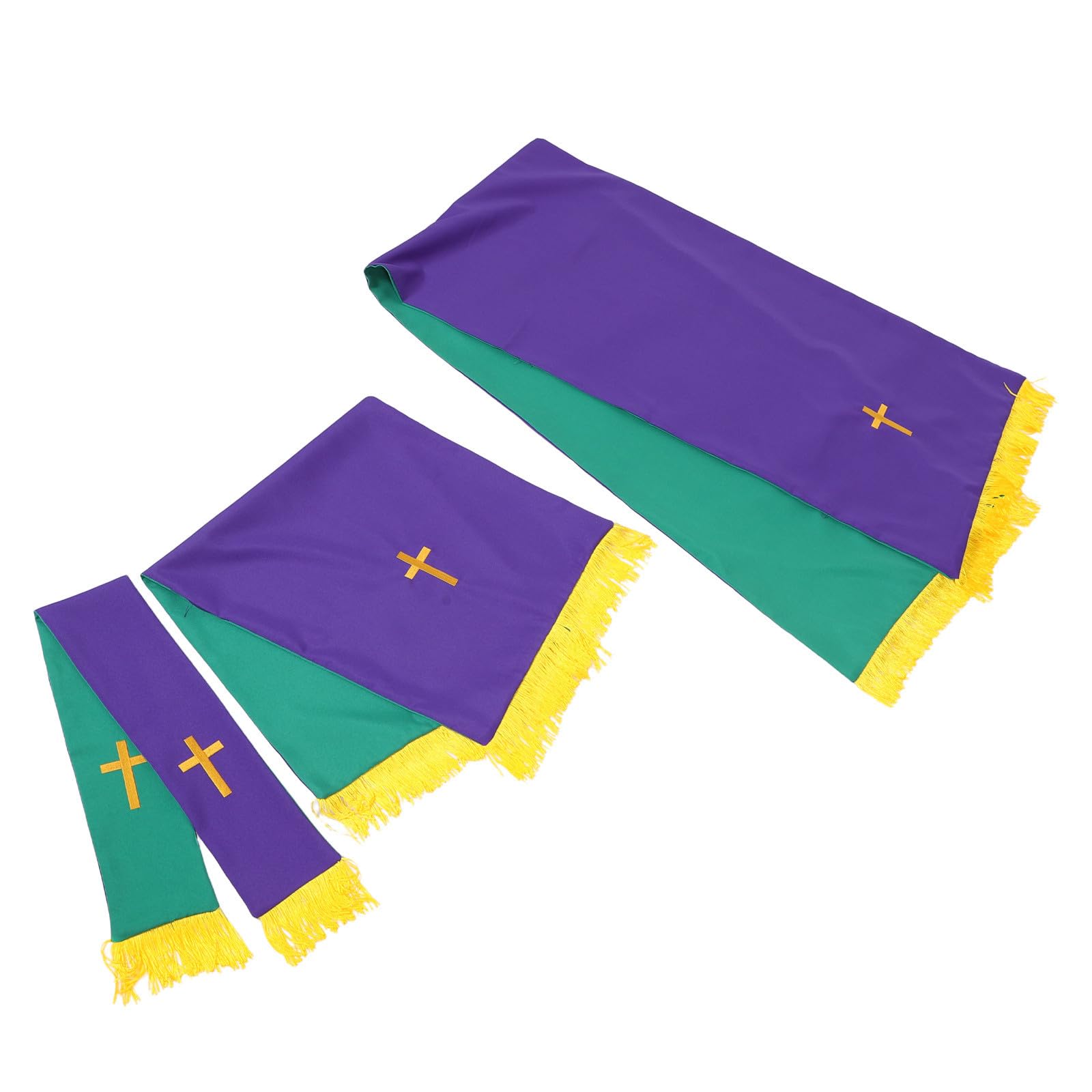 Set Paramenti Reversibili per Altare e Pulpito, Croce Ricamata Verde