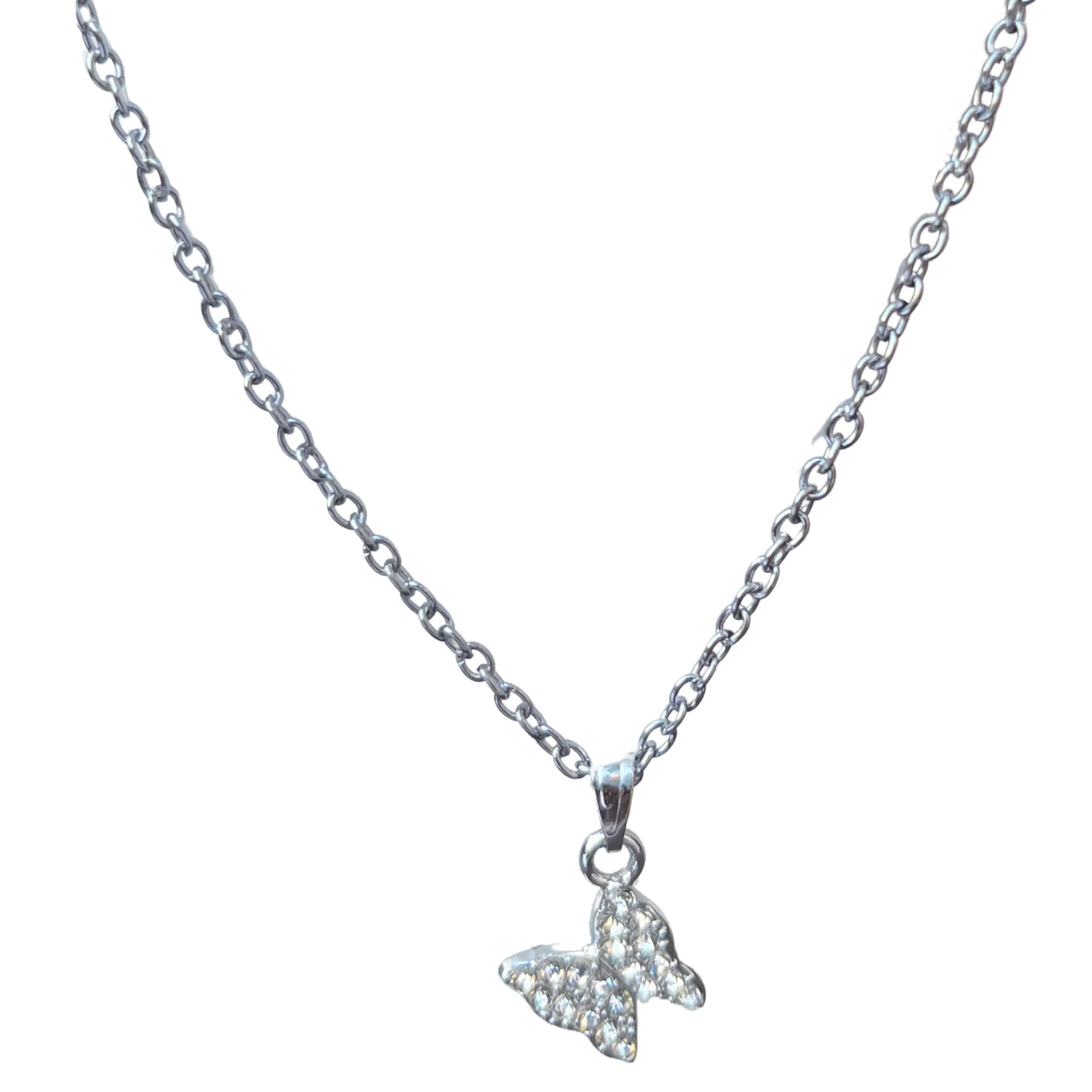 Tilted Butterfly Latest Stylish Gift Necklace Pendant For Women and Girls In Silver Color (B0DCS5L2KJ) Amazon Price History, Amazon Price Tracker