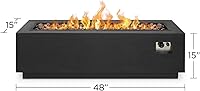Vista 4 de Real Flame Lanesboro Rectangle Propane Fire Pit - Stainless Steel Burner, Black Fire Glass, Storage Cover - Gas Conversion Kit Included