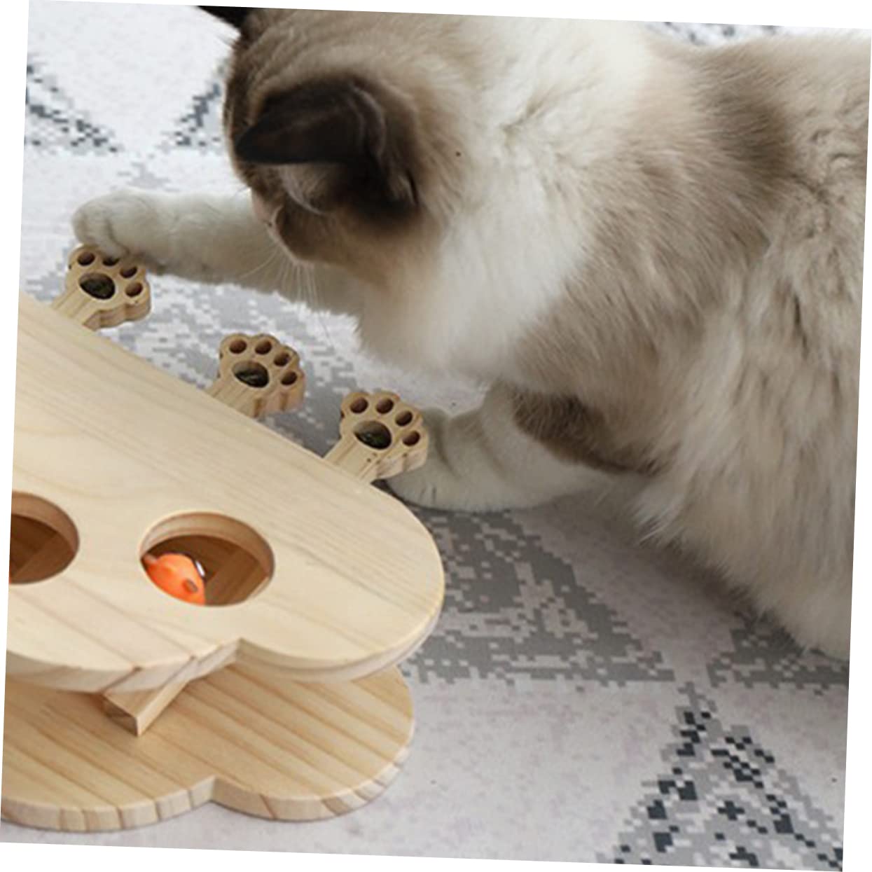 Juguetes Whack-Mole para Gatos Juguete De Madera Interactivo y Divertido Patrón Cloud Beat para Jugar Interiores